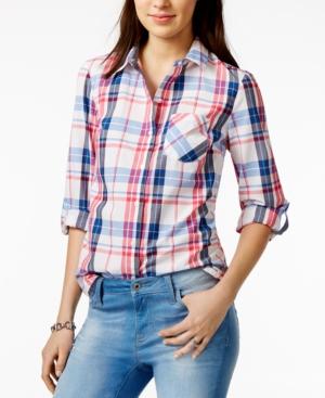 Tommy Hilfiger Cotton Plaid Roll-tab Shirt, Only At Macy's
