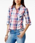 Tommy Hilfiger Cotton Plaid Roll-tab Shirt, Only At Macy's