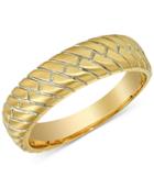 Esquire Men's Jewelry Herringbone Band In 14k Gold, Created For Macy's