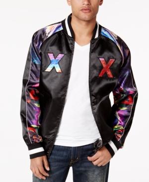 Hypnotize Men's Black Rainbow Satin Bomber Jacket