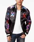 Hypnotize Men's Black Rainbow Satin Bomber Jacket