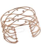 Carolee Rose Gold-tone Crystal Studded Openwork Cuff Bracelet