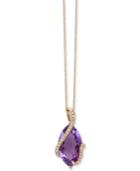 Effy Pink Amethyst (6-3/8 Ct. T.w.) & Diamond (1/8 Ct. T.w.) 18 Pendant Necklace In 14k Rose Gold