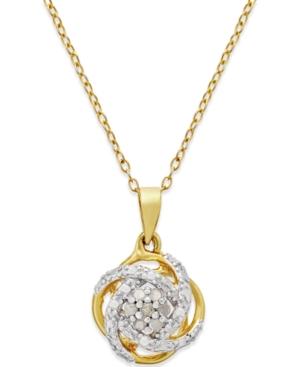 Diamond Love Knot 18 Pendant Necklace (1/10 Ct. T.w.) In 18k Gold-plated Sterling Silver Or Sterling Silver