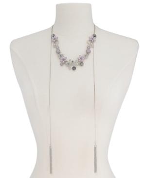 I.n.c. Stone Flower & Tassel 60 Slider Necklace, Created For Macy's