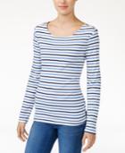 Maison Jules Striped Zip-detail Top, Created For Macy's