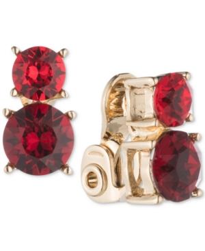 Anne Klein Gold-tone Double Stone Clip-on Stud Earrings