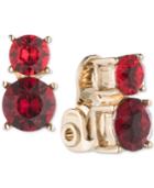 Anne Klein Gold-tone Double Stone Clip-on Stud Earrings