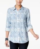 Style & Co Westward Roll-tab-sleeve Shirt, Only At Macy's