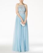 B Darlin Juniors' Embellished Sleeveless Halter Gown