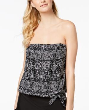 24th & Ocean Spot On Printed Side-tie Bandeau Tankini Top Women's Swimsuit