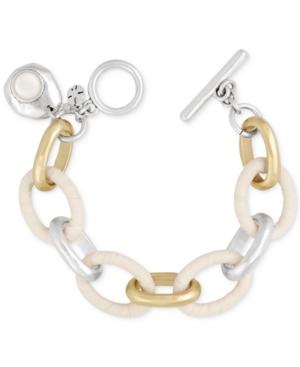 Lucky Brand Two-tone & Raffia Large Link Bracelet