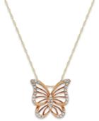 Diamond Accent Butterfly Pendant Necklace In 10k Gold