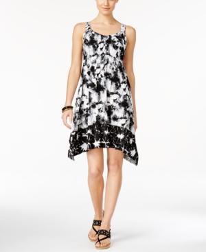 Style & Co Petite Sleeveless Printed Handkerchief-hem Dress, Only At Macy's