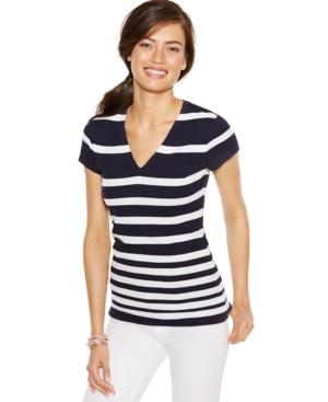 Inc International Concepts V-neck Striped Tee