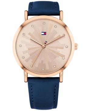 Tommy Hilfiger Women's Navy Leather Strap Watch 36mm
