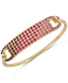 Betsey Johnson Gold-tone Pink Ombre Crystal Bangle Bracelet