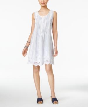 Style & Co Pleated Embroidered Dress, Created For Macy's