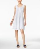 Style & Co Pleated Embroidered Dress, Created For Macy's
