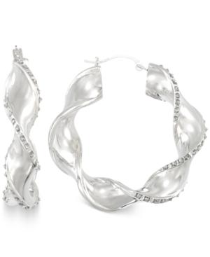 Signature Diamonds Twisted-swirl Hoop Earrings In 14k Gold Over Resin Core Diamond And Crystallized Diamond Dust