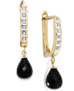 Onyx (6mm) And Diamond Accent Drop Earrings In 14k Gold