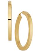 Polished Flat-edge Tube Hoop Earrings In 14k Gold