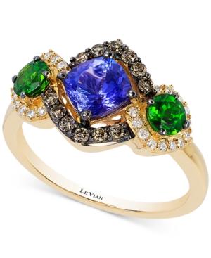 Le Vian Chocolatier Neo Geo Multi-gemstone (1-1/2 Ct. T.w.) And Diamond (1/3 Ct. T.w.) Ring In 14k Gold