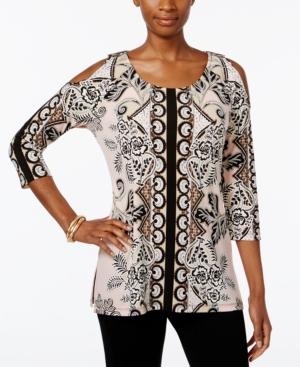 Jm Collection Cold-shoulder Printed Tunic, Only At Macy's