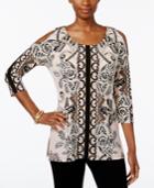 Jm Collection Cold-shoulder Printed Tunic, Only At Macy's