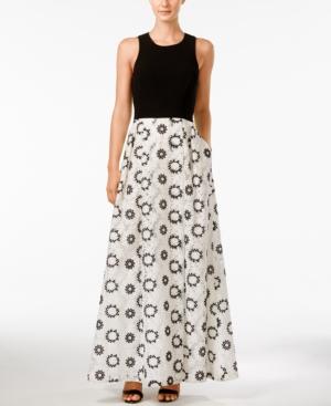 Calvin Klein Floral-print Cross-back Fit & Flare Gown
