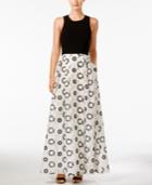 Calvin Klein Floral-print Cross-back Fit & Flare Gown