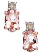 Morganite (9/10 Ct. T.w.) And Diamond (1/10 Ct. T.w.) Drop Earrings In 14k Rose Gold