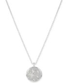 Touch Of Silver Flower Disc Pendant Necklace In Silver-plated Metal