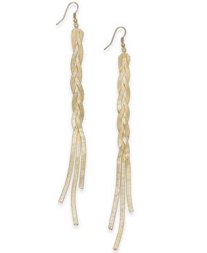 Thalia Sodi Gold-tone Braided Herringbone Linear Drop Earrings, Created For Macy's