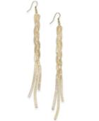 Thalia Sodi Gold-tone Braided Herringbone Linear Drop Earrings, Created For Macy's