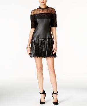 Guess Rosalynn Mock-neck Mixed-media Dress