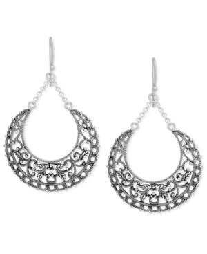 Sterling Silver Earrings, Filigree Floral Drop Earrings