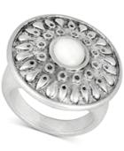 Lucky Brand Silver-tone Imitation Mother-of-pearl Statement Ring