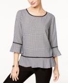 Ny Collection Crochet-trim Gingham Peplum Top