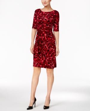 Connected Petite Dot-print Faux-wrap Dress