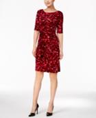 Connected Petite Dot-print Faux-wrap Dress