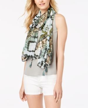 I.n.c. Metallic Shibori-print Scarf & Cover-up, Created For Macy's