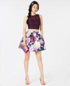 Speechless Juniors' Lace-contrast Floral-print 2-pc. Dress