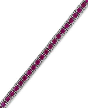 Effy Final Call Ruby (10 Ct. T.w.) And Diamond (1-3/8 Ct. T.w.) Tennis Bracelet In 14k White Gold