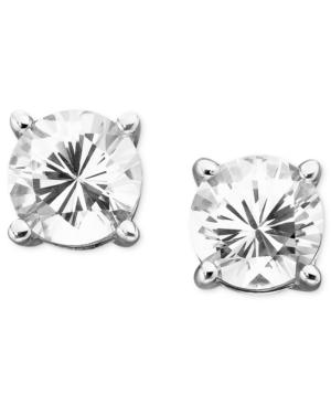 White Sapphire Stud Earrings (2 Ct. T.w.) In 14k Gold, Pre-owned Lab Created