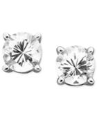 White Sapphire Stud Earrings (2 Ct. T.w.) In 14k Gold, Pre-owned Lab Created