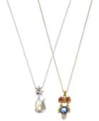 Betsey Johnson Two-tone Crystal And Stone Fox And Owl Necklace