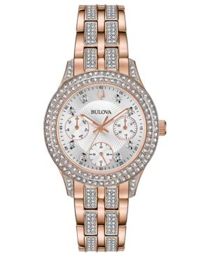 Bulova Women's Crystal Rose Gold-tone Stainless Steel Bracelet Watch 33mm
