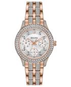 Bulova Women's Crystal Rose Gold-tone Stainless Steel Bracelet Watch 33mm