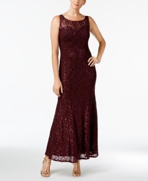 Sl Fashions Sequined Lace Gown